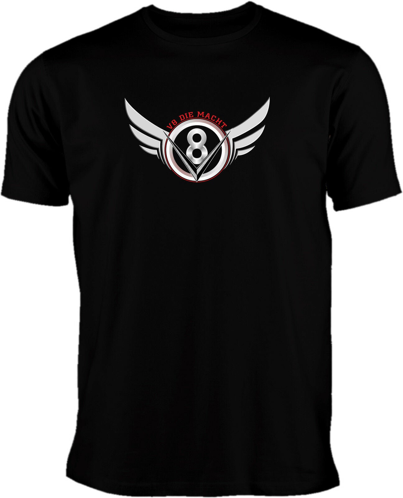 V8 - DIE MACHT- T-Shirt Chevy, Mustang , Buick - Muscle Cars T-Shirt